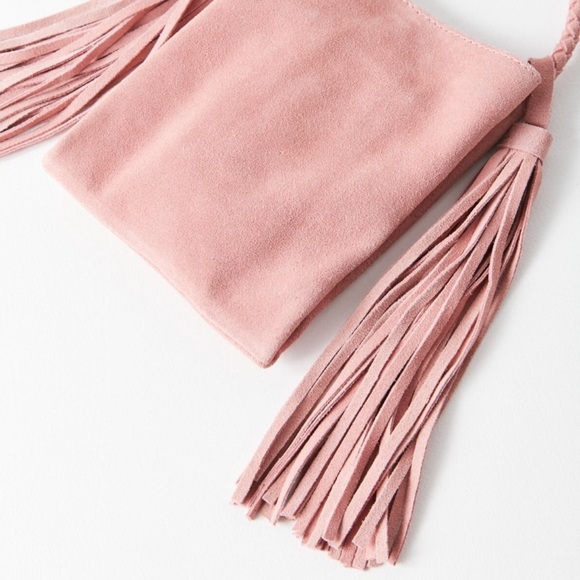 NWT Urban Outfitters Suede Tassel Fringe Mink Bag - Picture 3 of 7
